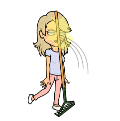 Jean Cogdell Bitmoji image hit with rake in head