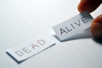 Dead or Alive written on paper