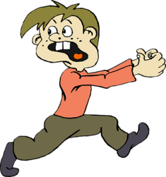 Kid running away in fright